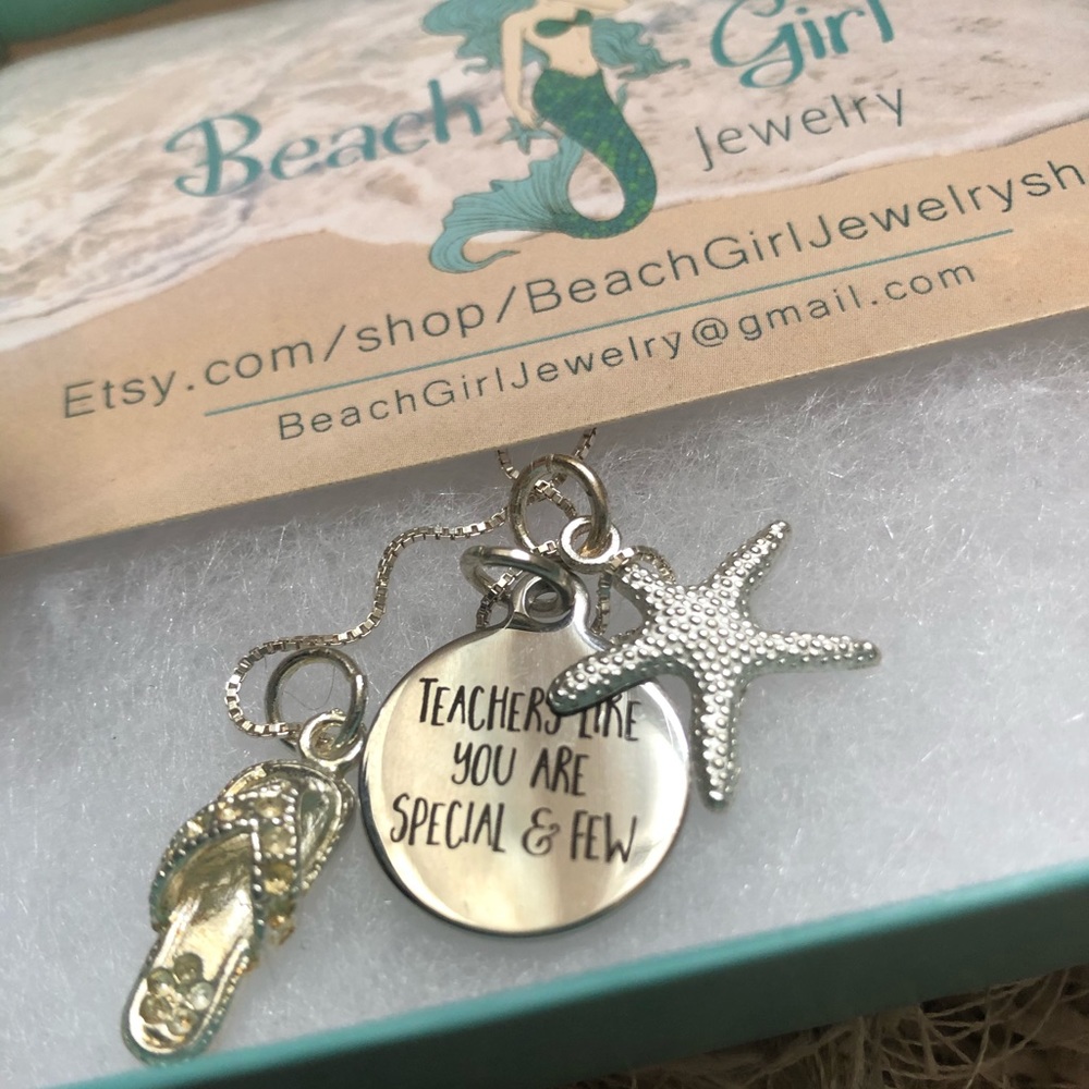 Beachy Necklace with teacher message